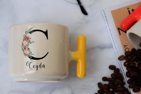 İSME ÖZEL (C) HARFLİ LATTE KUPA