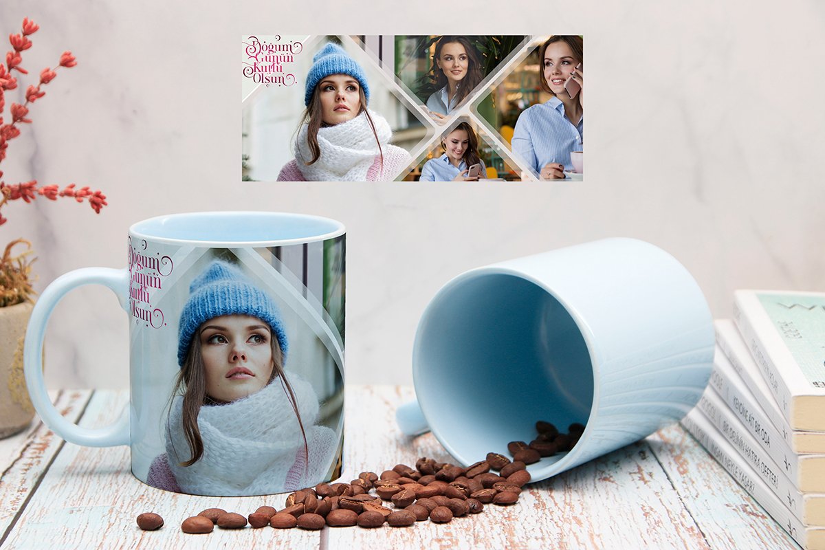 KİŞİYE ÖZEL DOĞUM GÜNÜ KUPASI Pastel Mavi